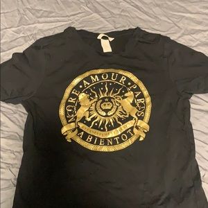 H&M more amour Paris black t-shirt with gold print
